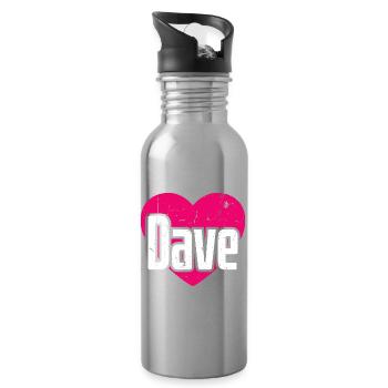I Love Dave Pinkes Herz Ich liebe Dave - Trinkflasche mit integriertem Trinkhalm - Lightsilver - Rechts