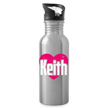 I Love Keith Pink Heart I Love Keith - Water bottle with straw - silver - Right