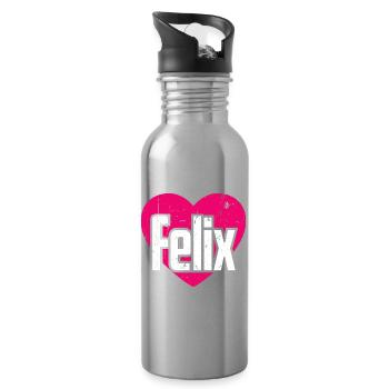 I Love Felix Pinkes Herz Ich liebe Felix - Trinkflasche mit integriertem Trinkhalm - Lightsilver - Rechts