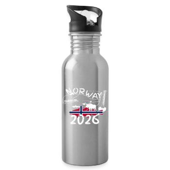 Norway 2026 Cod with Mountains and Moose Fishing - Water bottle with straw - silver - Right