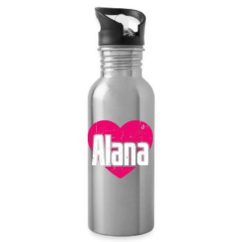 J’aime Alana Pink Heart J’aime Alana - Gourde avec paille intégrée - argent clair - Droite