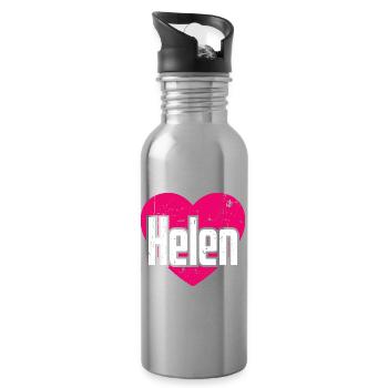 I Love Helen Pink Heart I Love Helen - Water bottle with straw - silver - Right
