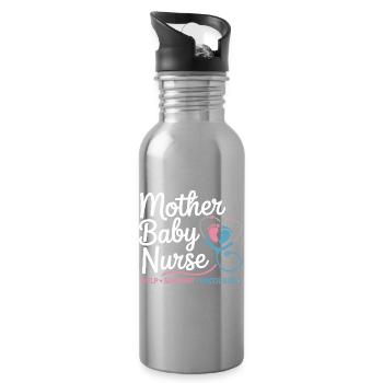 Emblème Mère-Bébé Infirmière - Gourde avec paille intégrée - argent clair - Droite