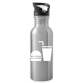 Fast food, burgers, food trucks - Water bottle with straw - silver - Right