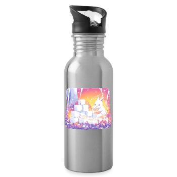 Kaninchen im Zuckerwald - Trinkflasche mit integriertem Trinkhalm - Lightsilver - Rechts