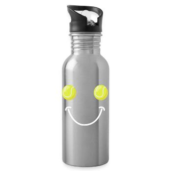Tennis Happy Face - Water bottle with straw - silver - Right