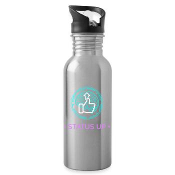 Status Up Brain Gehirn Level Up AI - Water bottle with straw - silver - Right