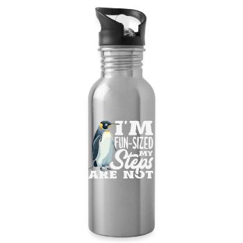 Warte Auf Mich, Ich Habe Kleine Beine - Trinkflasche mit integriertem Trinkhalm - Lightsilver - Rechts