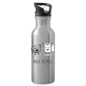 Lustiges Rock 'n' Roll Cartoon Design - Trinkflasche mit integriertem Trinkhalm - Lightsilver - Rechts