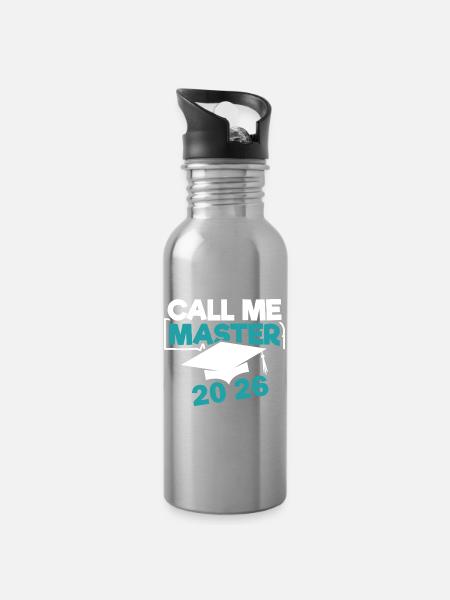 Master 2026 Abschluss Promotion Sponsion - Trinkflasche mit integriertem Trinkhalm - Lightsilver