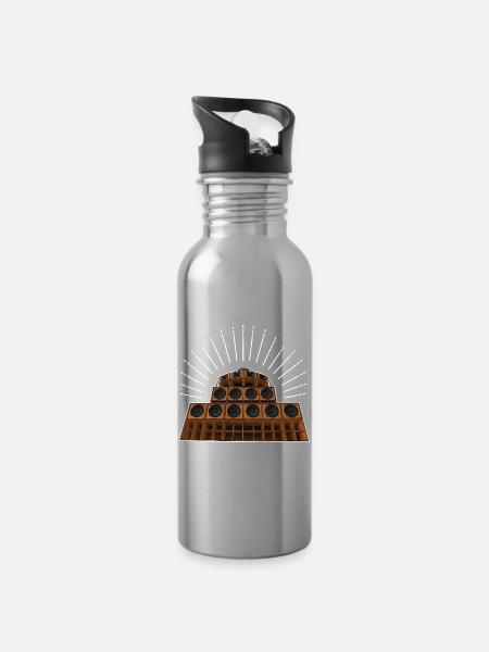 Soundsystem - Trinkflasche mit integriertem Trinkhalm - Lightsilver