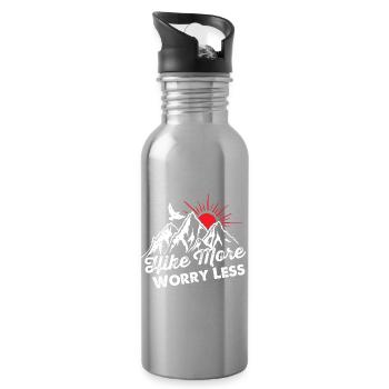 Berglandschaft Sonnenaufgang Weniger Sorgen - Trinkflasche mit integriertem Trinkhalm - Lightsilver - Rechts