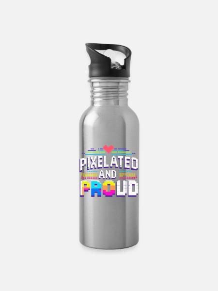 Pixel - Trinkflasche mit integriertem Trinkhalm - Lightsilver
