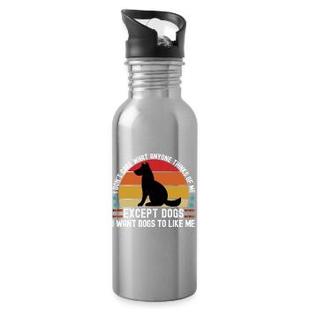 I Don’t Care Except Dogs Funny Dog Lover - Gourde avec paille intégrée - argent clair - Droite