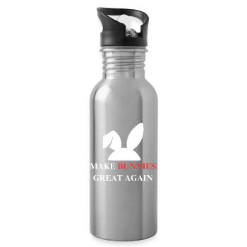 Make bunnies great again - Water bottle with straw - silver - Right