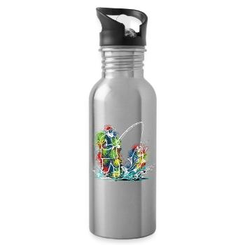 Fisherman Legend Pêcheur Poisson - Gourde avec paille intégrée - argent clair - Droite