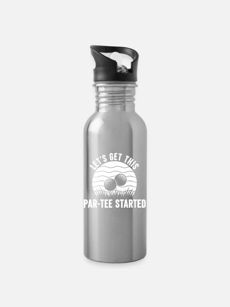 Let's Get This Par-Tee Started Golf - Trinkflasche mit integriertem Trinkhalm - Lightsilver