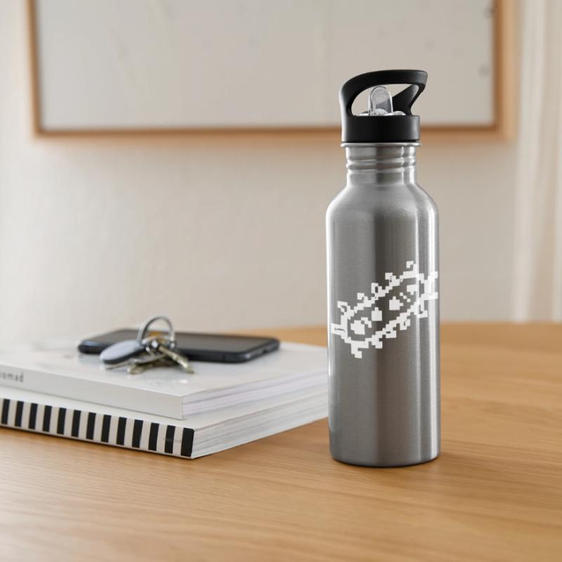 Bacteria Rods Pixel Germ Water bottle with straw
