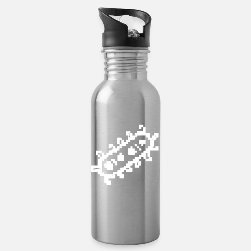 Bacteria Rods Pixel Germ - Water bottle with straw - silver