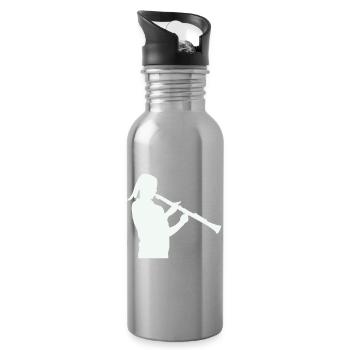 Silhouette avec clarinette - Gourde avec paille intégrée - argent clair - Droite