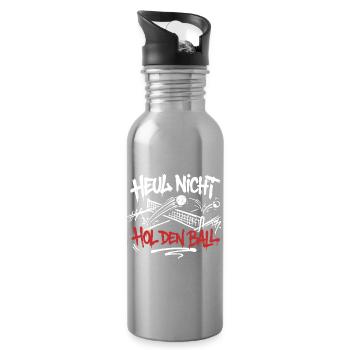 Heul nicht, hol den Ball! Tischtennis Streetwear - Trinkflasche mit integriertem Trinkhalm - Lightsilver - Rechts