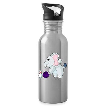 Elefant Bowling Bowlingkugel Pin - Trinkflasche mit integriertem Trinkhalm - Lightsilver - Rechts
