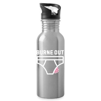 Burne out – humour bureau stress - Gourde avec paille intégrée - argent clair - Droite