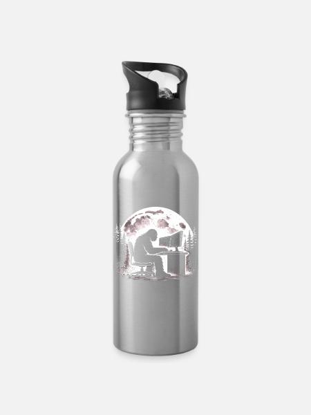 Bigfoot Programmierer - Trinkflasche mit integriertem Trinkhalm - Lightsilver