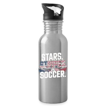 Stars Stripes Soccer – USA Fußball Fan - Water bottle with straw - silver - Right