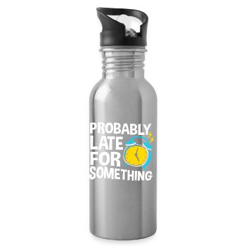 Procrastinationlazy lazy lazy lazy - Water bottle with straw - silver - Right