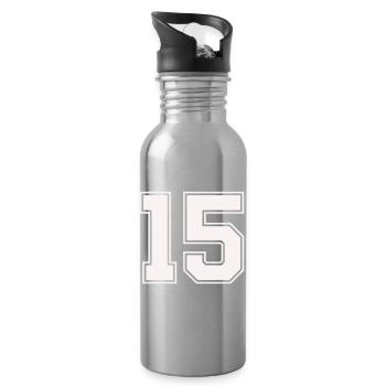 Fünfzehn Outline Stil - Trinkflasche mit integriertem Trinkhalm - Lightsilver - Rechts