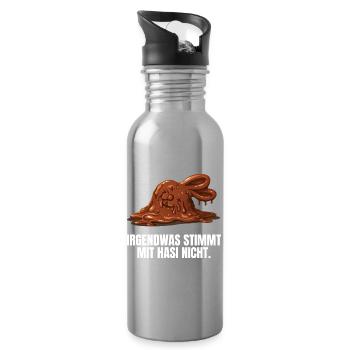 Irgendwas Stimmt Mit Hasi Nicht Böses Hasi - Trinkflasche mit integriertem Trinkhalm - Lightsilver - Rechts