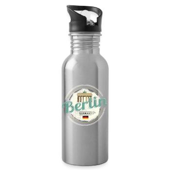 Berlin, Allemagne, Porte de Brandebourg - Gourde avec paille intégrée - argent clair - Droite