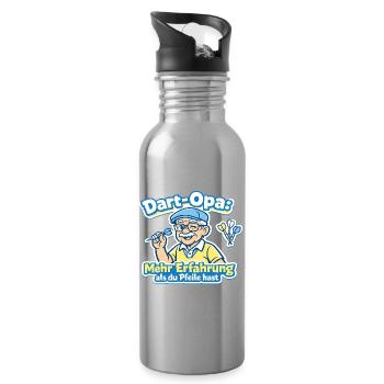 Dart-Opa: Mehr Erfahrung als Pfeile - Trinkflasche mit integriertem Trinkhalm - Lightsilver - Rechts