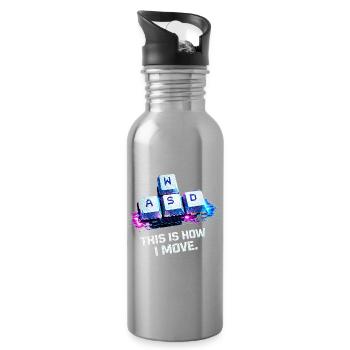 Funny Gaming Keyboard WASD My Cardio Gamer - Water bottle with straw - silver - Right