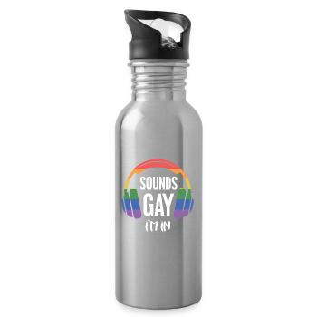 Mois de la Fierté LGBT - Ça sonne gay, j’en suis - Gourde avec paille intégrée - argent clair - Droite