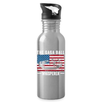 Gaga Ball Whisperer USA-Flagge - Trinkflasche mit integriertem Trinkhalm - Lightsilver - Rechts
