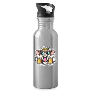 Bière de hamster drôle - Gourde avec paille intégrée - argent clair - Droite