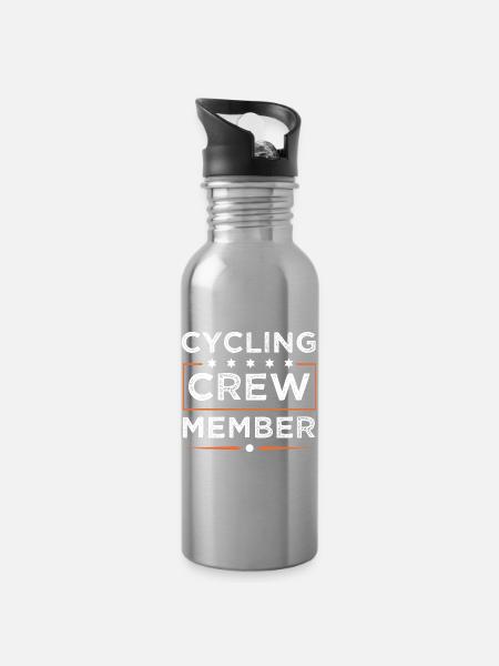 Cycling Crew - Trinkflasche mit integriertem Trinkhalm - Lightsilver
