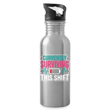 Night Shift Nurse, Tired - Water bottle with straw - silver - Right