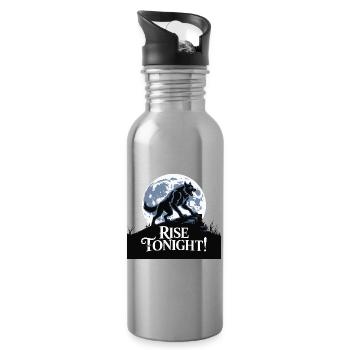 Lone Wolf Rise Tonight Mondgrafik - Trinkflasche mit integriertem Trinkhalm - Lightsilver - Rechts