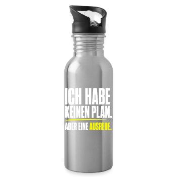 Kein Plan aber eine Ausrede - Trinkflasche mit integriertem Trinkhalm - Lightsilver - Rechts