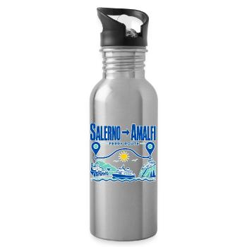 Salerno Amalfi Ferry Route Travel Souvenir - Water bottle with straw - silver - Right