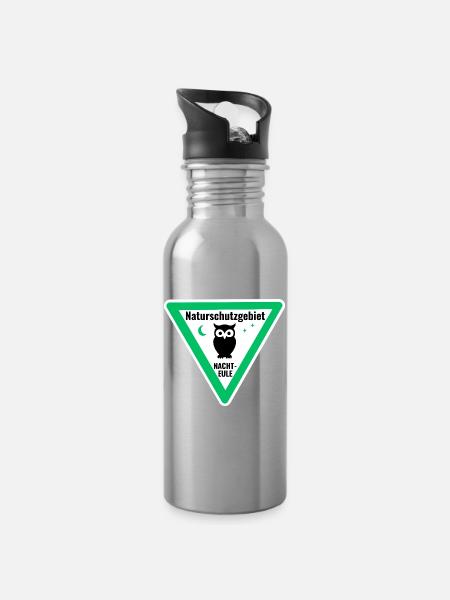 Naturschutzgebiet Nachteule - Trinkflasche mit integriertem Trinkhalm - Lightsilver
