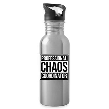 Chaos Coordinator Lustig Titel Eltern Lehrer Logo - Trinkflasche mit integriertem Trinkhalm - Lightsilver - Rechts