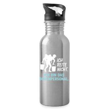 Pferde Ich Reite Nicht Ich Bin Das Bodenpersonal - Trinkflasche mit integriertem Trinkhalm - Lightsilver - Rechts