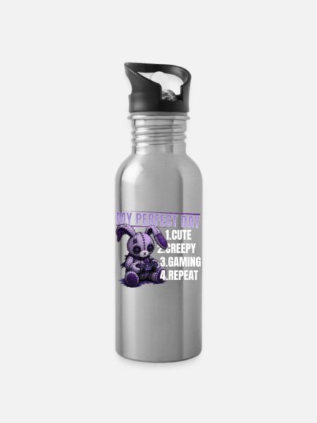 Pastel Goth Soft Goth Gaming Gamer - Trinkflasche mit integriertem Trinkhalm - Lightsilver