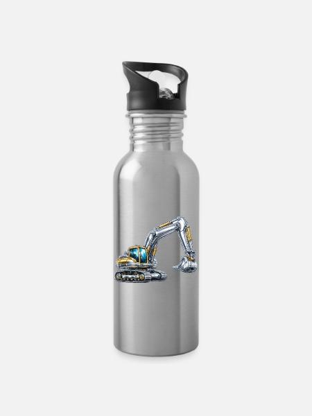 Bagger Chrom-Bagger Bagger Futuristischer Bagger - Trinkflasche mit integriertem Trinkhalm - Lightsilver