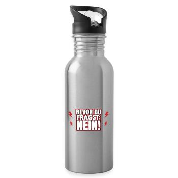Bevor du fragst: Nein! - Trinkflasche mit integriertem Trinkhalm - Lightsilver - Rechts