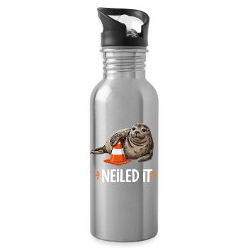 Neiled It Robbe Verkehrskegel Baustelle Humor - Trinkflasche mit integriertem Trinkhalm - Lightsilver - Rechts